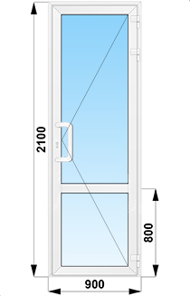 Пластиковые уличные входные двери со стеклянным низом 900x2100